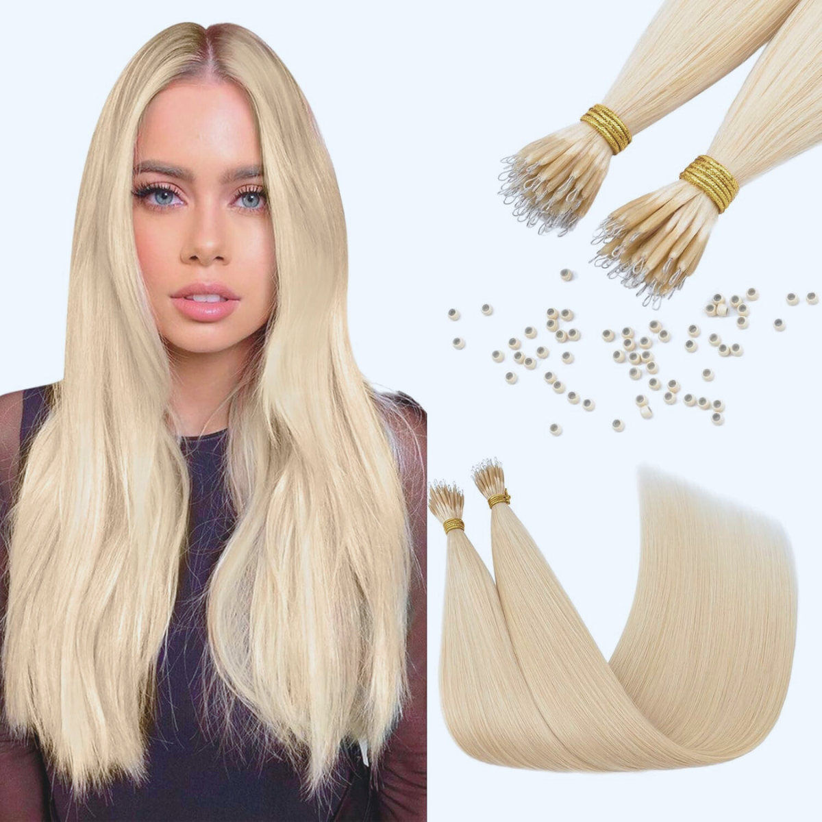 Luxury Nano Ring Hair Extensions #60 Blonde Colour 100g