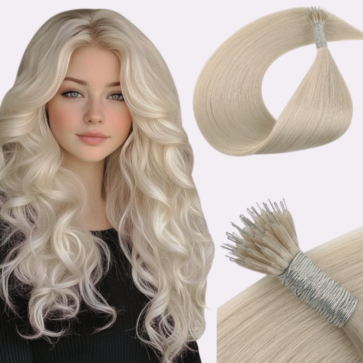 Luxury Nano Ring Hair Extensions #60A White Blonde Colour 100g
