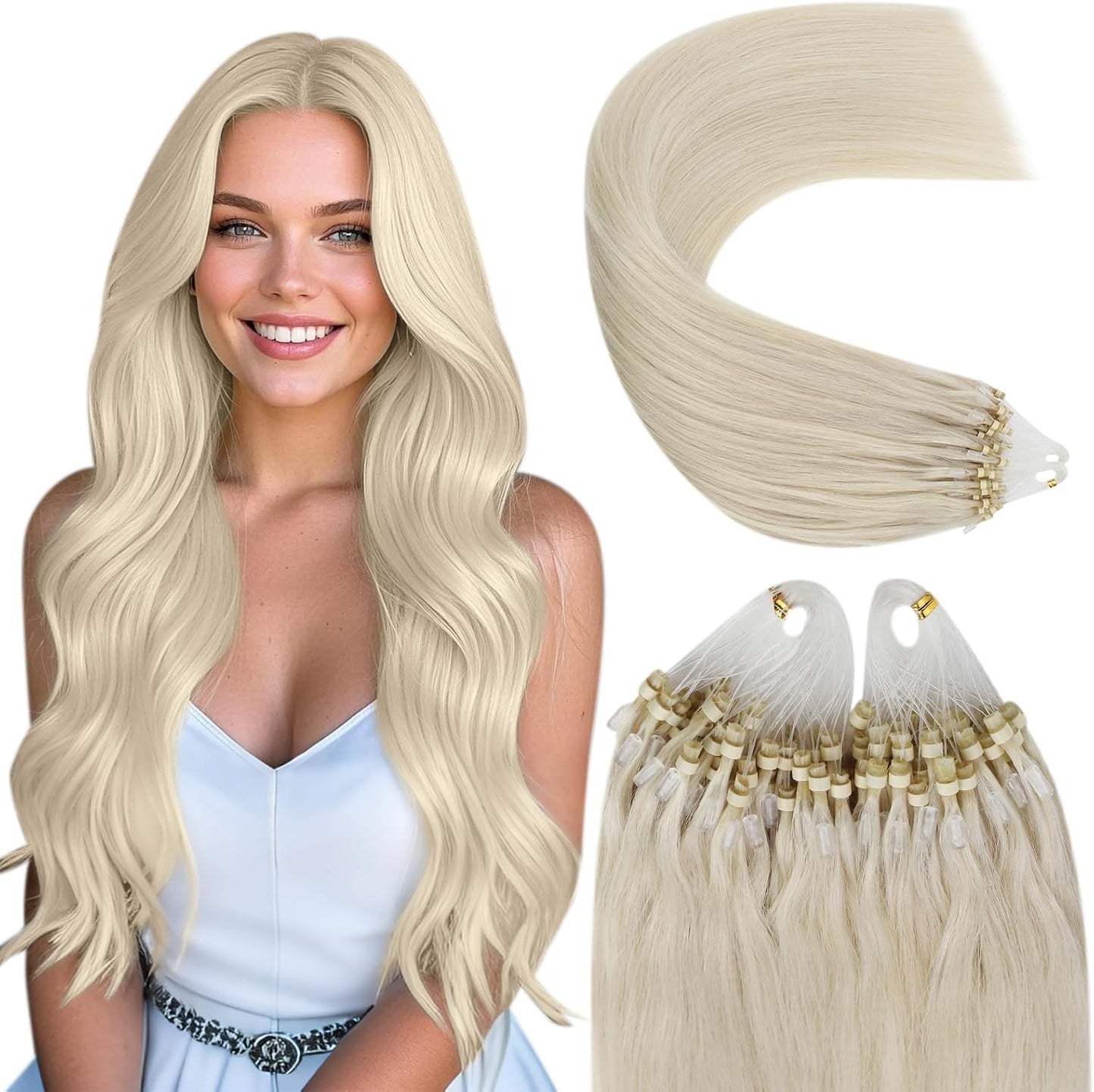 Luxury Micro Ring Hair Extensions #60A Blonde Colour 100g