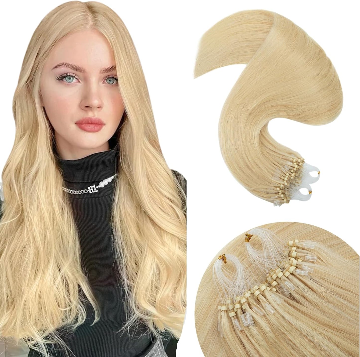Luxury Micro Ring Hair Extensions #613 Blonde Colour 100g