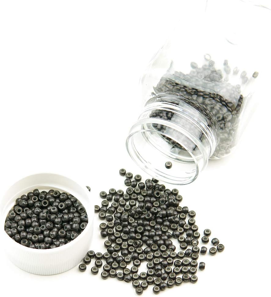 Nano Rings Silicone Lined 3mm Hair Extension Beads Dark Brown