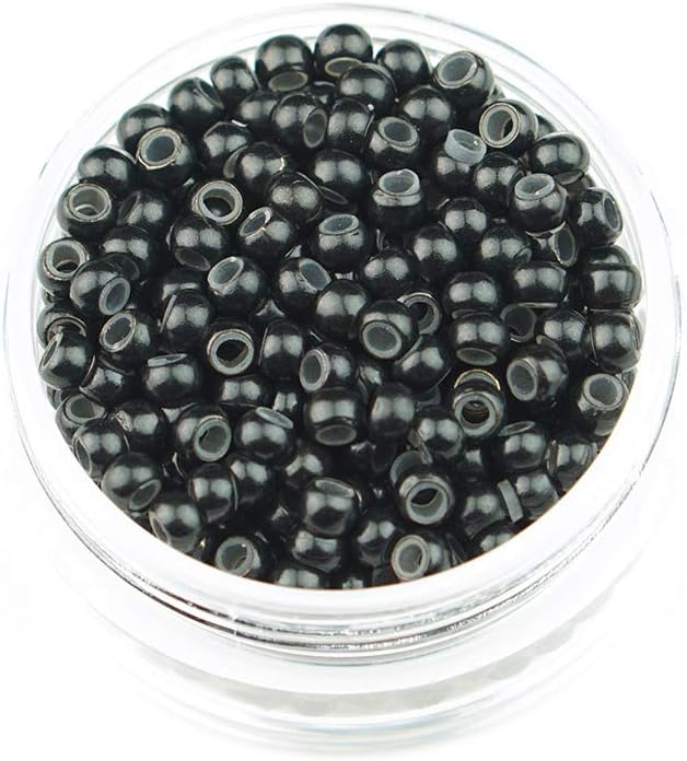 Nano Rings Silicone Lined 3mm Hair Extension Beads Black